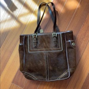 Brown suede coach small tote